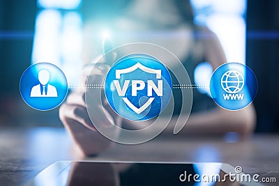 VPN Virtual Private network protocol. Cyber security and privacy connection technology. Anonymous Internet. Stock Photo