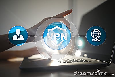 VPN Virtual Private network protocol. Cyber security and privacy connection technology. Anonymous Internet. Stock Photo