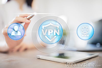 VPN Virtual Private network protocol. Cyber security and privacy connection technology. Anonymous Internet. Stock Photo