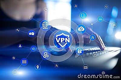 VPN Virtual Private network protocol. Cyber security and privacy connection technology. Anonymous Internet. Stock Photo