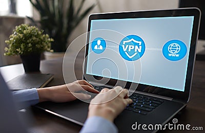 VPN. Virtual private network. Security encrypted connection. Anonymous internet using. Stock Photo