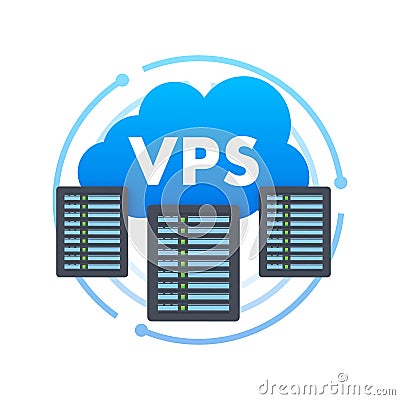 VPS Virtual private server web hosting services infrastructure technology. Vector stock illustration. Vector Illustration