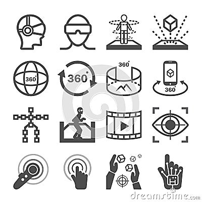 Virtual Reality VR gaming Icons set Vector Illustration