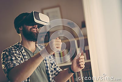 VR driving simulation Stock Photo