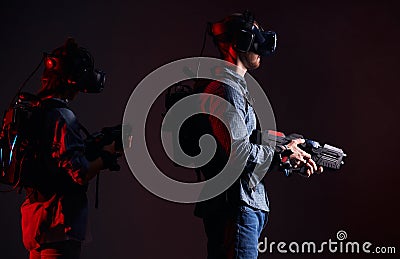 VR game in neon light Stock Photo