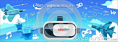 VR glasses 3d virtual reality icons Stock Photo