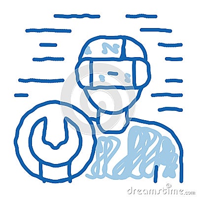 Vr Glasses Repair doodle icon hand drawn illustration Vector Illustration