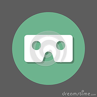 Vr glasses, virtual reality cardboard flat icon. Round colorful button, circular vector sign with shadow effect. Flat style design Vector Illustration