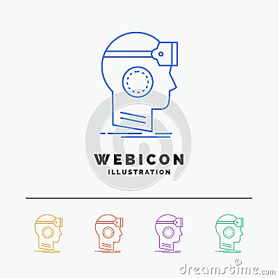 VR, googles, headset, reality, virtual 5 Color Line Web Icon Template isolated on white. Vector illustration Vector Illustration