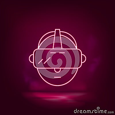 Vr, hat, man neon icon - vector. Artificial intelligence. Vector Illustration