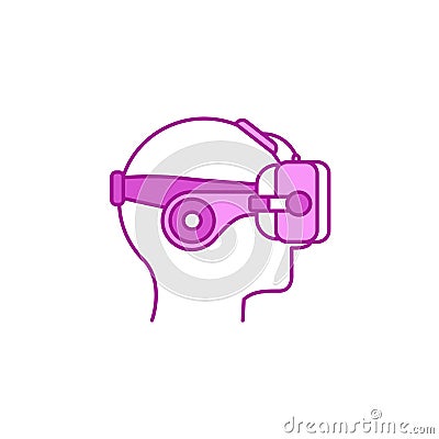 VR Headset color line icon. Virtual reality experience. Innovative digital device. Vector Illustration