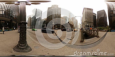 360vr photo of Downtown Chicago USA subway entrance Editorial Stock Photo