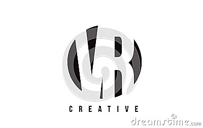 VR V R White Letter Logo Design with Circle Background. Vector Illustration