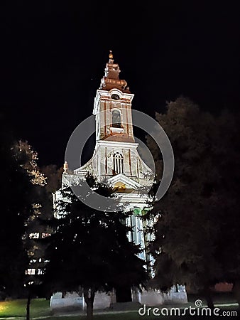 Vrbas Serbia Protestant Church in the evening in town centre Evangelism Stock Photo