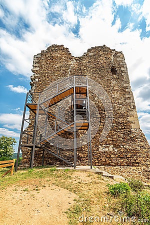 Vrdnik Tower serbian: Vrdnicka kula is a ruined medievil tower on Fruska Gora. Stock Photo