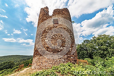 Vrdnik Tower serbian: Vrdnicka kula is a ruined medievil tower on Fruska Gora. Editorial Stock Photo