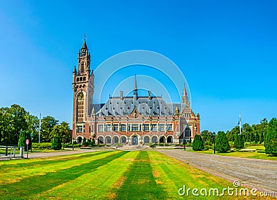 Vredespaleis, seat of the international court of justice, in the hague, netherlands Stock Photo