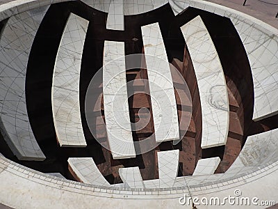 Vrihat Samrat Yantra, the world's largest sundial at Jantar Mantar in Jaipur. A UNESCO world heritage site in India Editorial Stock Photo