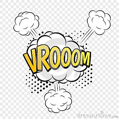 Vroom comic style word on the transparent background Vector Illustration