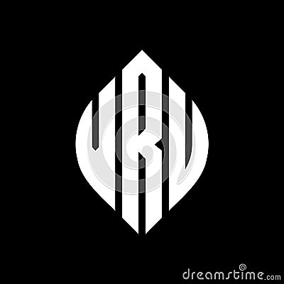 VRU circle letter logo design with circle and ellipse shape. VRU ellipse letters with typographic style. The three initials form a Vector Illustration