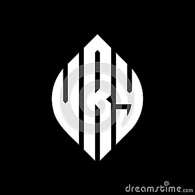 VRY circle letter logo design with circle and ellipse shape. VRY ellipse letters with typographic style. The three initials form a Vector Illustration