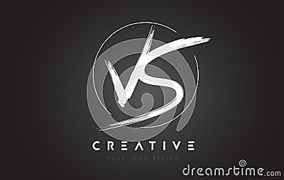 VS Brush Letter Logo Design. Artistic Handwritten Letters Logo C Vector Illustration