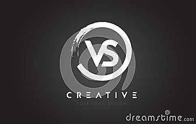 VS Circular Letter Logo with Circle Brush Design and Black Background. Stock Photo