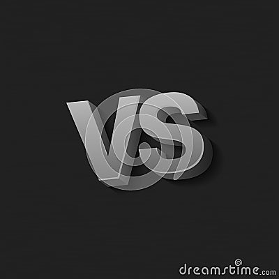 VS letters on dark black background. Versus Vector Illustration Stock Photo