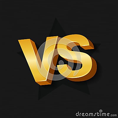 VS letters on dark black background. Versus Vector Illustration Stock Photo