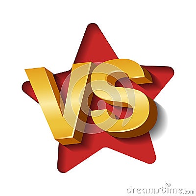 VS letters on white background wit paper art star shape. Versus Vector Illustration Stock Photo