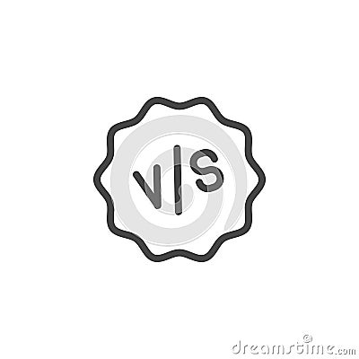 VS line icon. Abbreviation of Latin word Versus, meaning Against. Graphic symbol for competitions, sports, battles Vector Illustration