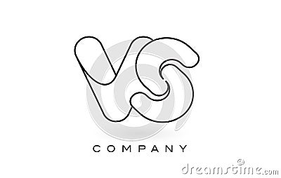 VS Monogram Letter Logo With Thin Black Monogram Outline Contour Vector Illustration