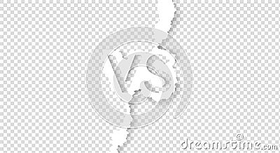 Vs screen. Blue and red abstract versus background. Torn paper design. Fight template. Simple modern comic design. Flat style Vector Illustration