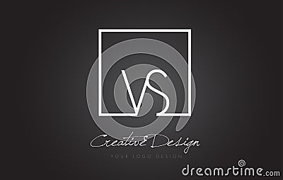 VS Square Frame Letter Logo Design with Black and White Colors. Vector Illustration