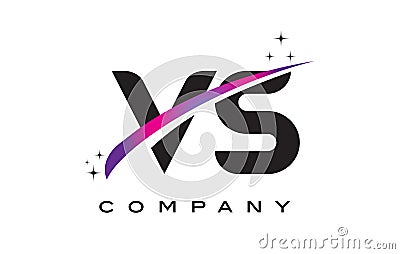 VS V S Black Letter Logo Design with Purple Magenta Swoosh Vector Illustration