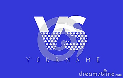 VS V S Dotted Letter Logo Design with Blue Background. Vector Illustration