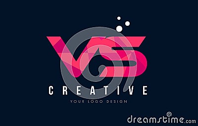 VS V S Letter Logo with Purple Low Poly Pink Triangles Concept Vector Illustration