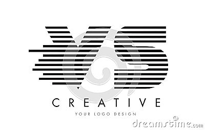 VS V S Zebra Letter Logo Design with Black and White Stripes Vector Illustration