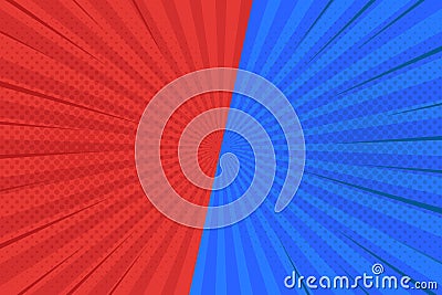 VS, Versus, blue and red design. Comic book cartoon background. Vector illustration Vector Illustration