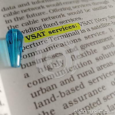 vsat services words displaying on highlighted colour text form Stock Photo