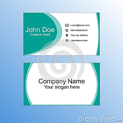 Creative head,Green Business card,Green professional visiting card for the Production and company Vector Illustration