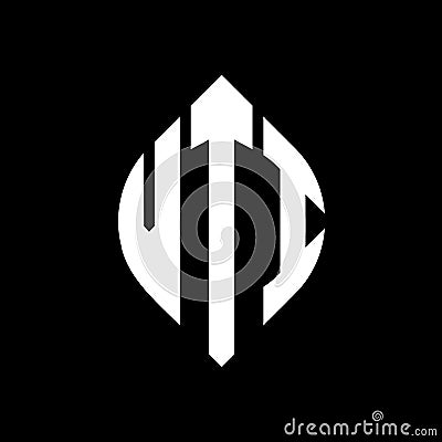 VTI circle letter logo design with circle and ellipse shape. VTI ellipse letters with typographic style. The three initials form a Vector Illustration