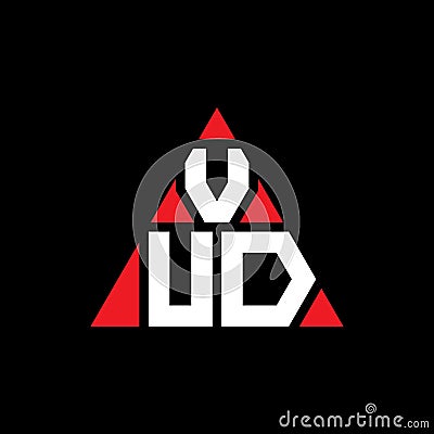VUD triangle letter logo design with triangle shape. VUD triangle logo design monogram. VUD triangle vector logo template with red Vector Illustration