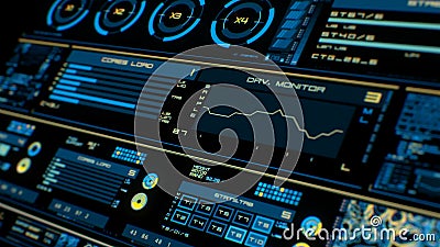 Vue de perspective de l'interface futuriste colorée/de Digital screen/HUD Vue de perspective de l'interface futuriste colorée/de Digital screen/HUD