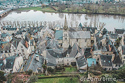 Vue du Chateau de Chinon / Loire Valley Stock Photo