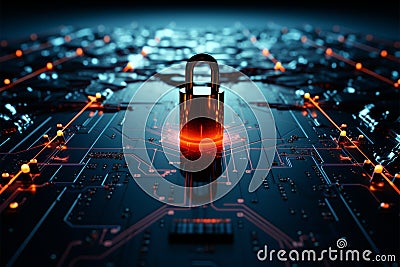 A vulnerable network is defended against unauthorized access and attacks Stock Photo