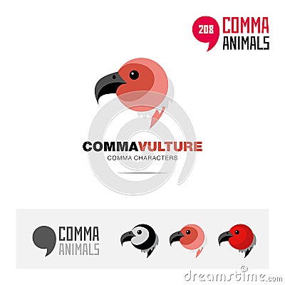 Vulture bird concept icon set and modern brand identity logo template and app symbol based on comma sign Vector Illustration