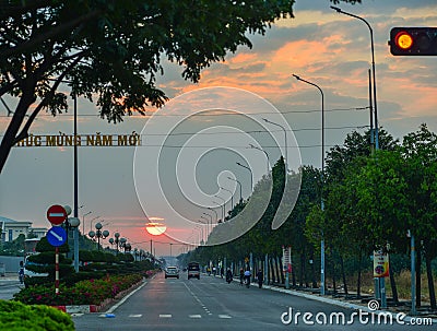 Rural road at sunrise Editorial Stock Photo