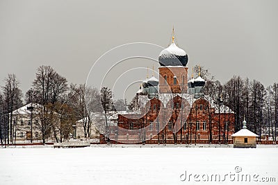 Cathedral on Vvedenskaya Island on a winter day Stock Photo