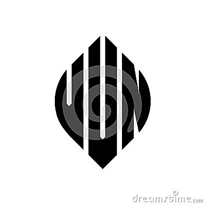VVN circle letter logo design with circle and ellipse shape. VVN ellipse letters with typographic style. The three initials form a Vector Illustration